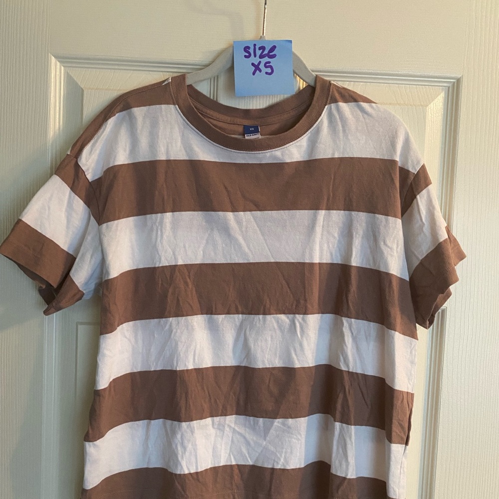 Old Navy Block Stripe T shirt light brown/white